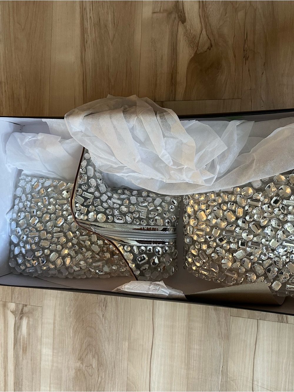 Embellished Silver Heeled Ankle Boots - Designer Style Brand New!